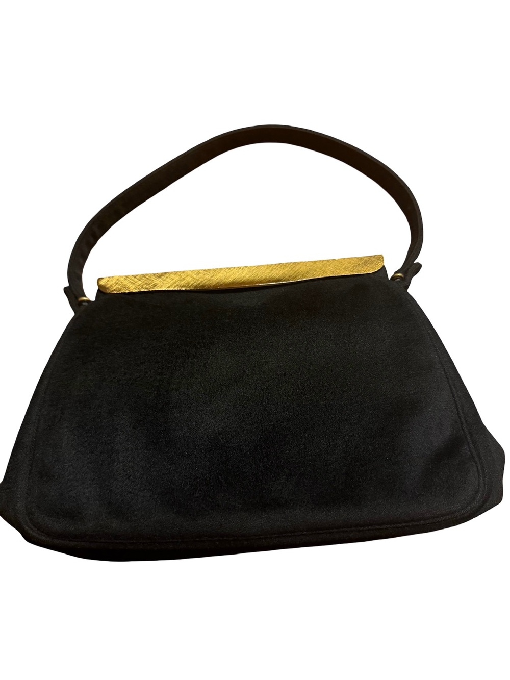 1950s 1960s Coblentz Original Black Suede Evening Bag Top Handle Vintage